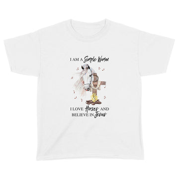 I Am A Simple Woman I Love Horse And Believe In Jesus Graphic Tee Shirt