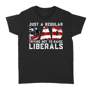 Republican Just A Regular Dad Trying Not To Raise Liberals Shirt Funny 4th of July Patriotic Vintage Gifts - Standard Women's T-shirt