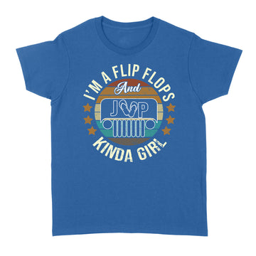 I'm A Flip Flops And Jeep Kinda Girl Vintage Graphic Tees Shirt - Standard Women's T-shirt