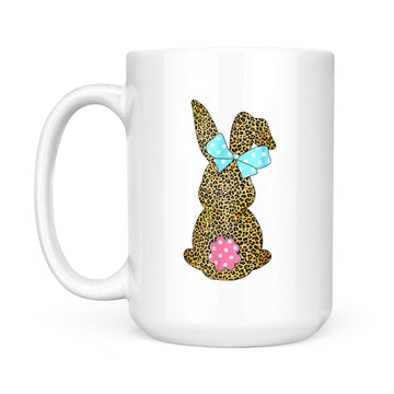 Happy Easter Cute Leopard Bunny Rabbit Mug - White Mug