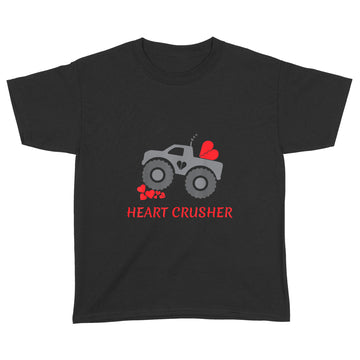 Heart Crusher shirt, Boy Valentines Day T Shirt, Truck Tee - Standard Youth T-shirt