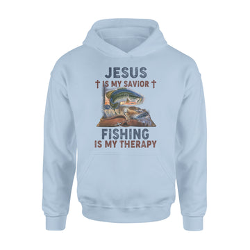 Jesus Is My Savior Fishing Is My Therapy Graphic Tees Shirt - Standard Hoodie
