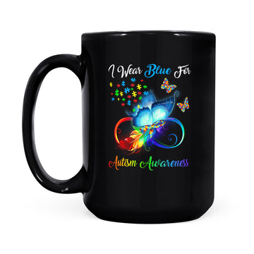 Autism Awareness - I Wear Blue For Autism Awareness Gifts Mug - Black Mug