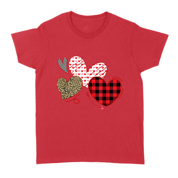 Girls Valentines Day Shirts Hearts Love Leopard Plaid Kids T-Shirt - Standard Women's T-shirt
