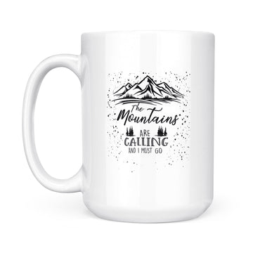 Mountains Are Calling And I Must Go Campfire Mug - Funny Mugs Gifts Ideas for Women, Men Outdoors Camping Enamel Mug - White Mug