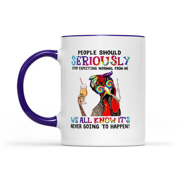 Funny Chicken Hippie People Should Seriously Stop Expecting Normal From Me We All Know Mug - Accent Mug