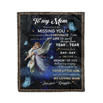 To My Mom From Daughter Whenever I Am Missing You Angel Fleece Blanket - Fleece Blanket