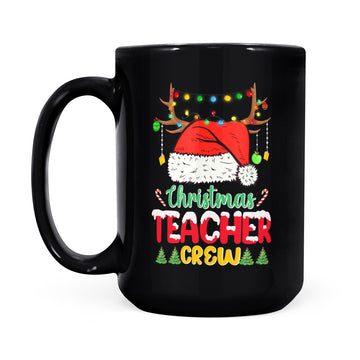 Santa and Reindeer Teacher Crew Merry Christmas Mug Funny Xmas Gift