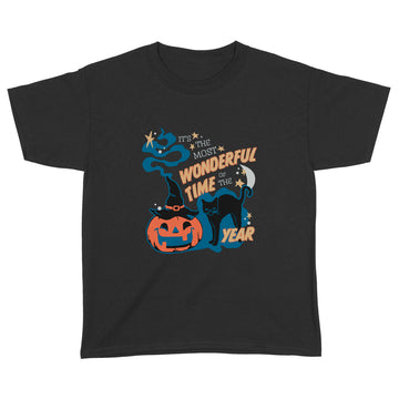 It's The Most Wonderful Time Of The Year Black Cat Halloween Shirt - Standard Youth T-shirt