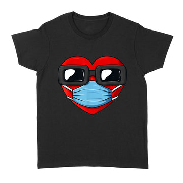 Heart In A Mask Funny Valentines Day Gift T-Shirt - Standard Women's T-shirt