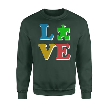 Love Autism Autism Awareness Gifts Shirt - Standard Crew Neck Sweatshirt