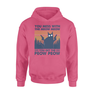 Black Cat You Mess With The Meow Meow You Get The Peow Peow Vintage Shirt - Standard Hoodie