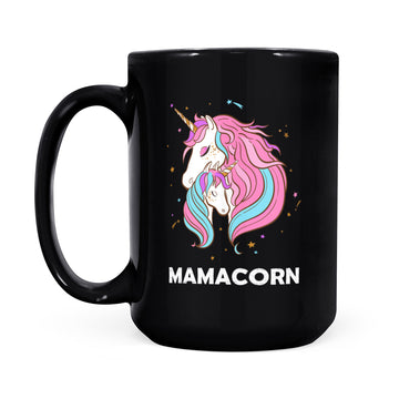 Mamacorn Unicorn Mommy And Baby Mother's Day Gift Mug - Black Mug