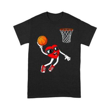 Valentines Day Heart Dunking Basketball Boys Girls Kids Gift T-Shirt - Standard T-shirt