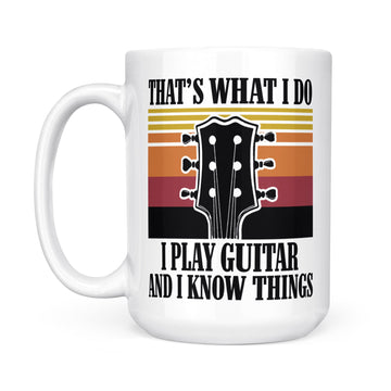 That’s what I do I play guitar and I know things vintage Guitar For Men Gifts Mug - White Mug
