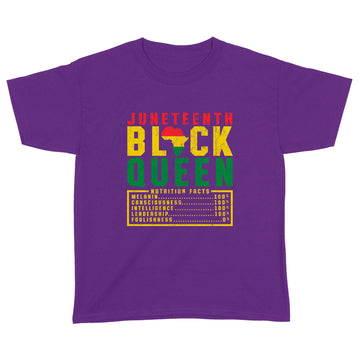 Juneteenth Women s Black Queen Nutrition Melanin Black Pride Shirt - Standard Youth T-shirt