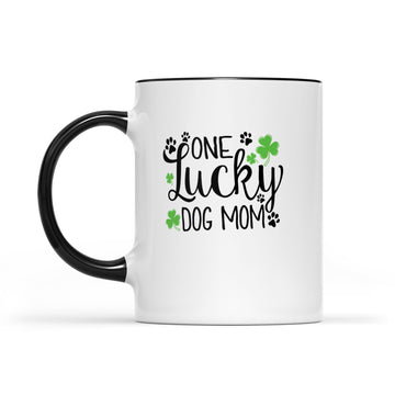 One Lucky Dog Mom Shamrock Paw Shirt St Patrick's Day Graphic Mug - Accent Mug