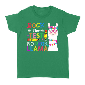 Testing Day Rock The Test Teaching No Prob Llama Teacher Shirt - Standard Women's T-shirt