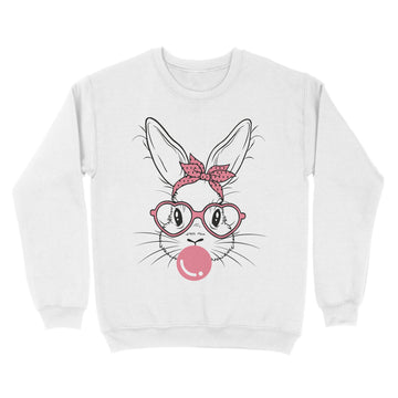 Bunny Face With Heart Glasses For Boys Men Kids Easter Day Shirt - Standard Crew Neck Sweatshirt