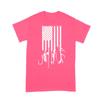 Fishing And Hunting American Flag Funny Shirts - Standard T-shirt