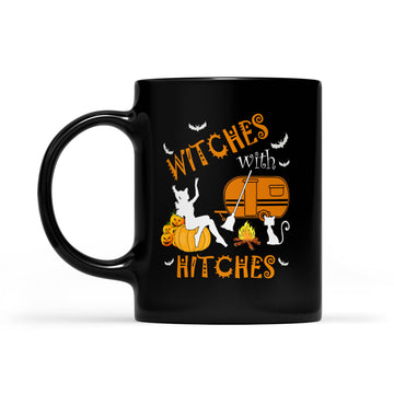 Camping Witches With Hitches Halloween Shirt Cat Lovers Mug - Black Mug