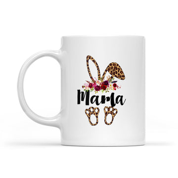 Bunny Easter Mama Leopard Print Mug Rabbit Funny T-Shirt Mom Graphic Mug - White Mug