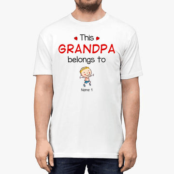 Personalized Dad Grandpa Mug This Grandpa Belongs To Cute Family Shirt Gift For Dad Custom Kid's Shirts, Fathers Day Funny T-Shirt