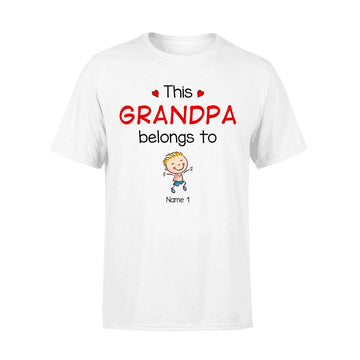 Personalized Dad Grandpa Mug This Grandpa Belongs To Cute Family Shirt Gift For Dad Custom Kid's Shirts, Fathers Day Funny T-Shirt