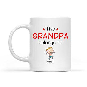 Personalized Dad Grandpa Mug This Grandpa Belongs To Cute Family Mug Gift For Dad Custom Kid's Mug, Fathers Day Coffee Mugs