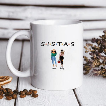 Sistas - Bestie Best Friends Personalized Mug Customized Coffee Mugs Gift - Up To 6 Women