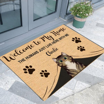 Welcome To My Home Doormat, Custom Name Doormat, Cat Doormat, Personalized Cat Welcome Mat, Home Doormat, Closing Gift, New Home