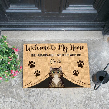 Welcome To My Home Doormat, Custom Name Doormat, Cat Doormat, Personalized Cat Welcome Mat, Home Doormat, Closing Gift, New Home