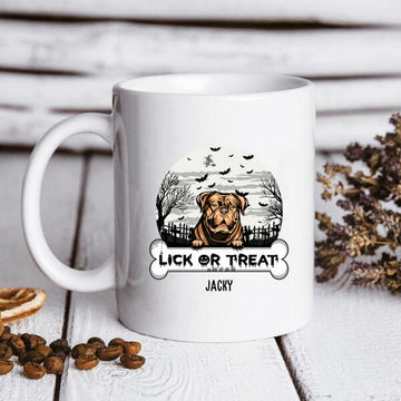 Personalized Lick Or Treat Mug , Halloween Mug, Halloween Funny Mug, Halloween Party, Scary Halloween Mug, Dog Halloween Mug