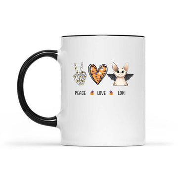 Peace Love Cat Halloween Coffee Mug - Personalized Custom Cat Lovers Coffee Mug