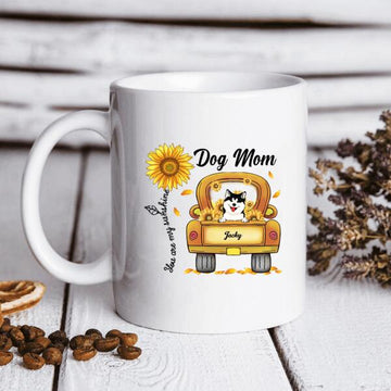 Sunflower Truck Dog Mom Personalized Gift Mug