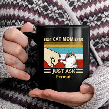 Best Cat Mom Fluffy Cat Personalized Gift Mug