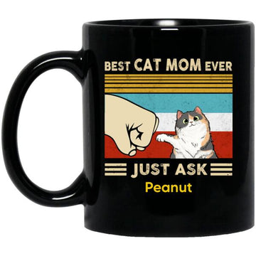 Best Cat Mom Fluffy Cat Personalized Gift Mug