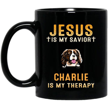 Jesus Is My savior My Dog Is My Therapy Personalized Shirt Funny Dog Lovers Custom Tee