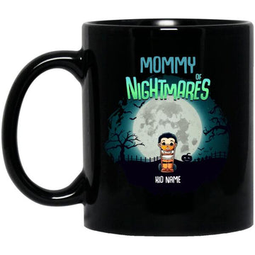Personalized Mommy Of Nightmares Family Horror Character Mug, Custom Halloween Gift