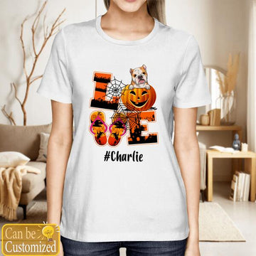 Custom Name Dog Love Halloween Pumpkin Personalized Shirts
