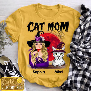 Cat Mom Halloween Shirt - Gift For Cat Mom - Custom Shirt For Cat Lovers - Personalized Gift
