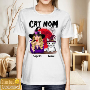 Cat Mom Halloween Shirt - Gift For Cat Mom - Custom Shirt For Cat Lovers - Personalized Gift