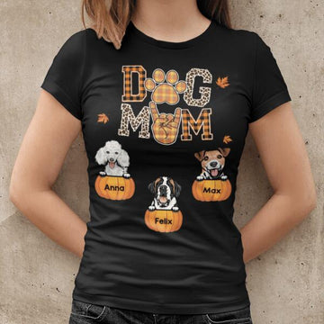 Personalized Dog Mom Fall Halloween T-Shirt Custom Dog Lovers Gifts