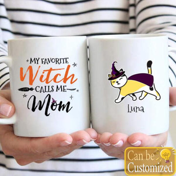 Personalized Cat My Favorite Witch Calls Me Mom Halloween Coffee Mug -  Custom Cat Lovers Gifts