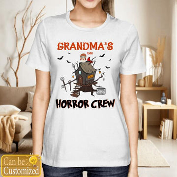 Personalized Halloween Grandma's Horror Crew Shirt Halloween Family Custom Kids Graphic Tee