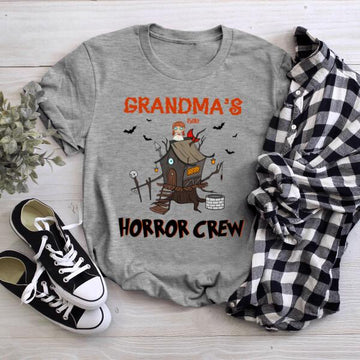Personalized Halloween Grandma's Horror Crew Shirt Halloween Family Custom Kids Graphic Tee