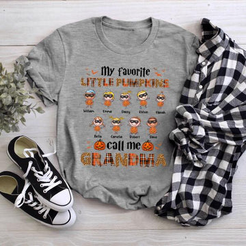 Personalized My Favorite Little Pumpkins Call Me Nana T Shirt - Halloween Gift For Grandma