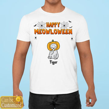 Personalized Halloween Cat Happy Meowloween Pumpkin Cats Custom Cat Shirt Funny Cat Lovers