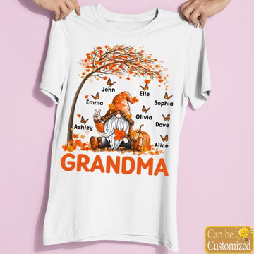 Gnome Grandma Fall Season Personalized Autumn Shirt Halloween Grandma Gifts