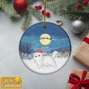 Personalized Cat Walking Christmas Circle Ornament - Custom Christmas Circle Ornament - Gift for Cat Lovers